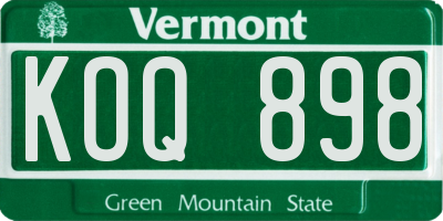 VT license plate KOQ898