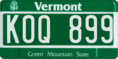 VT license plate KOQ899