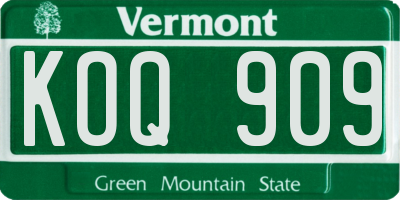 VT license plate KOQ909
