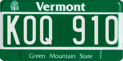 VT license plate KOQ910