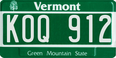 VT license plate KOQ912