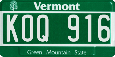 VT license plate KOQ916