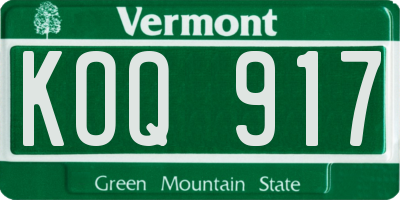 VT license plate KOQ917
