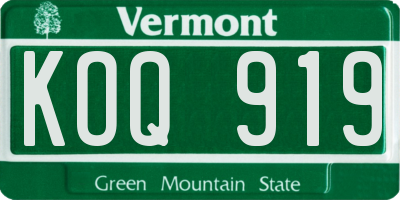 VT license plate KOQ919