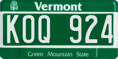 VT license plate KOQ924