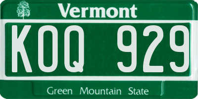 VT license plate KOQ929