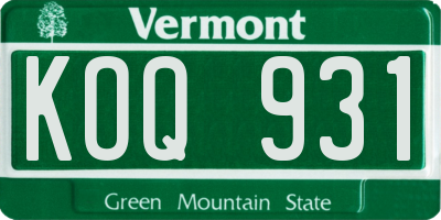 VT license plate KOQ931