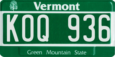 VT license plate KOQ936