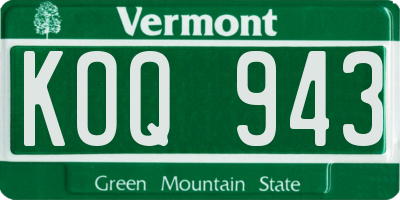 VT license plate KOQ943