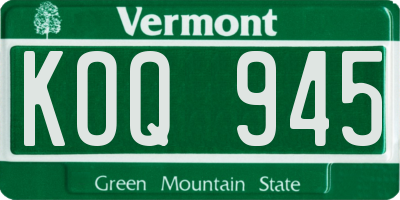 VT license plate KOQ945