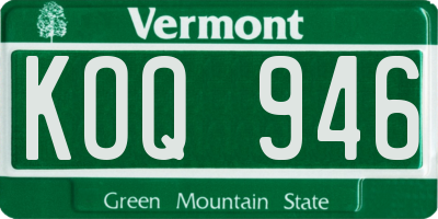 VT license plate KOQ946