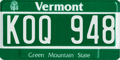 VT license plate KOQ948