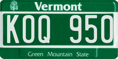 VT license plate KOQ950