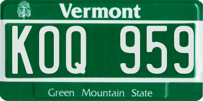 VT license plate KOQ959