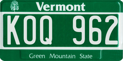VT license plate KOQ962