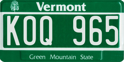 VT license plate KOQ965