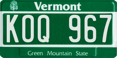 VT license plate KOQ967