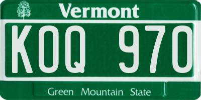 VT license plate KOQ970