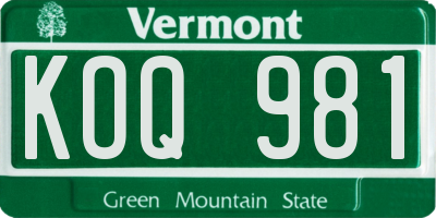 VT license plate KOQ981