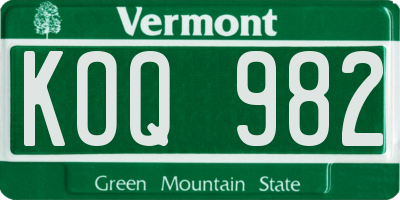 VT license plate KOQ982