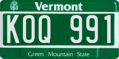 VT license plate KOQ991