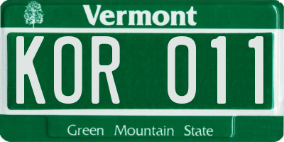VT license plate KOR011
