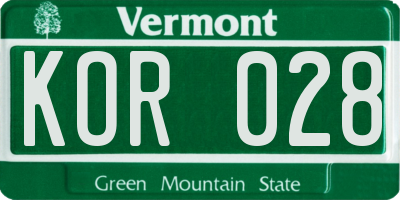VT license plate KOR028