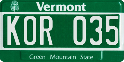 VT license plate KOR035