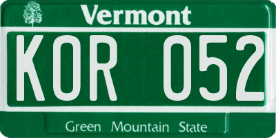 VT license plate KOR052