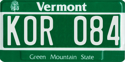 VT license plate KOR084