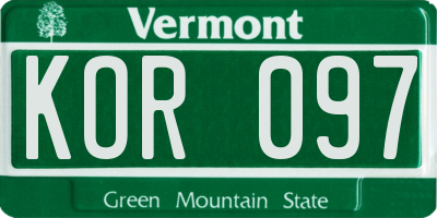 VT license plate KOR097