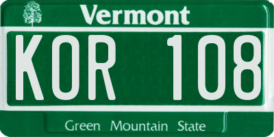VT license plate KOR108