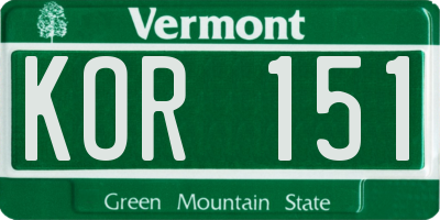 VT license plate KOR151