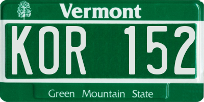VT license plate KOR152