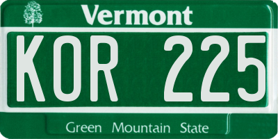 VT license plate KOR225