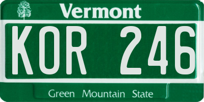 VT license plate KOR246