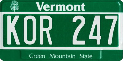 VT license plate KOR247