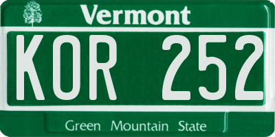 VT license plate KOR252
