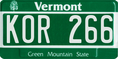 VT license plate KOR266