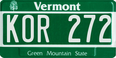 VT license plate KOR272