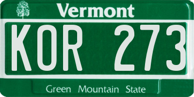 VT license plate KOR273