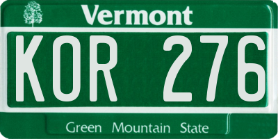 VT license plate KOR276