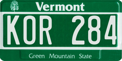 VT license plate KOR284
