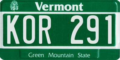 VT license plate KOR291