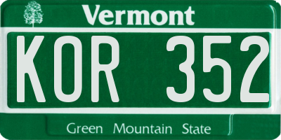 VT license plate KOR352