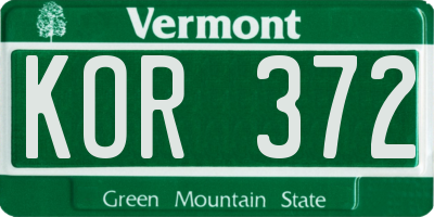 VT license plate KOR372