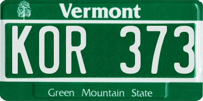 VT license plate KOR373