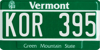 VT license plate KOR395