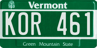 VT license plate KOR461