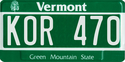 VT license plate KOR470